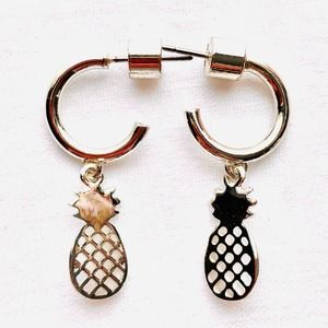 BCBG Generation Angeleno Dainty Pineapple Hoop Stud Earrings